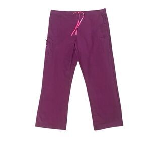 Carhartt FORCE Woman’s Scrubs Pants 2XL Burgundy Poly Blend Drawstring Pocket
